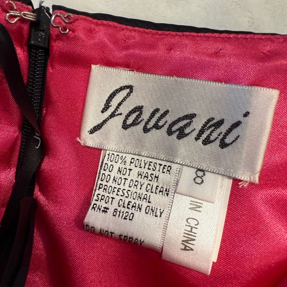 Jovani elegant black strapless maxi dress pink floral beaded split hem SZ 8 - Picture 10 of 14